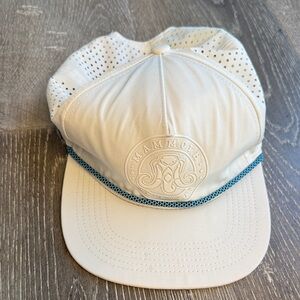 Mammoth White Performance Baseball Cap with Teal Trim 0426